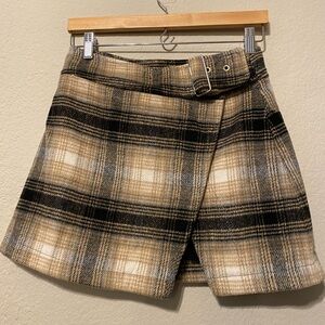 Free People Black and Tan Plaid Skirt